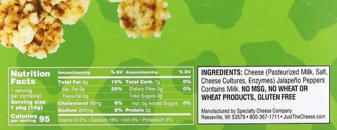 Just The Cheese, Low Carb, Crunchy Mini Toasted Cheese, Jalapeno Cheese, 14 g - Mom it KeTo Go
