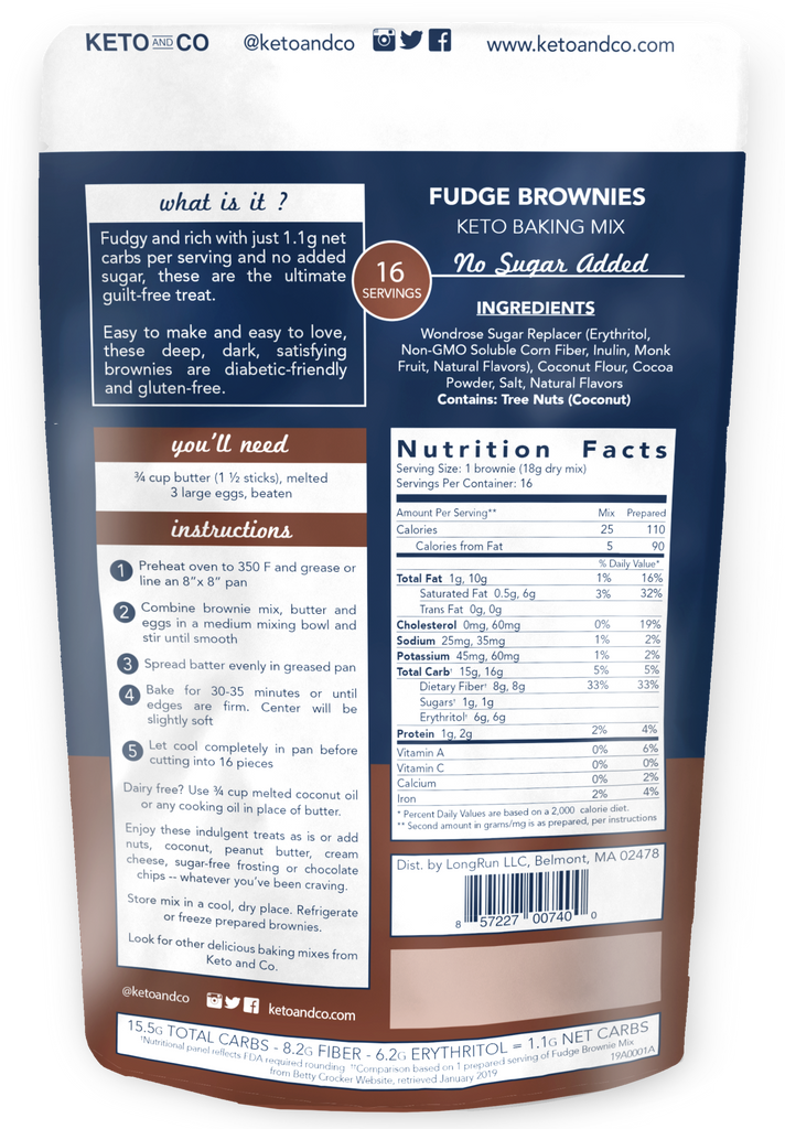 Keto and Co, Keto Fudge Brownie Mix, 290 g - Mom it KeTo Go