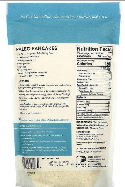 King Arthur Flour, Paleo Baking Flour, Grain-Free, 454 g - Mom it KeTo Go