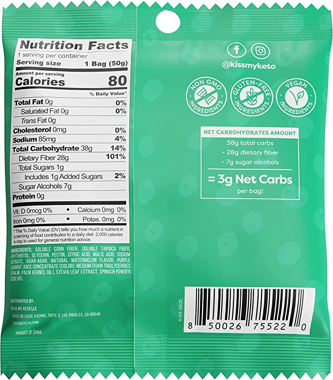 Kiss My Keto, Gummy Candy, Watermelon, 50 g - Mom it KeTo Go