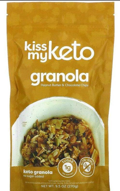 Kiss My Keto, Keto Granola, Peanut Butter & Chocolate Chips, 270 g - Mom it KeTo Go