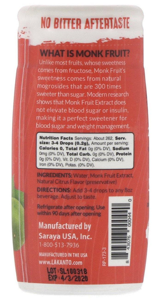 Lakanto, Liquid Monkfruit Extract Drops, 52 g - Mom it KeTo Go