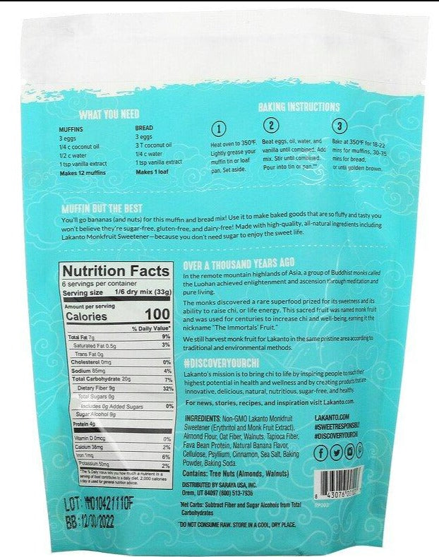 Lakanto, Banana Nut Muffin & Bread Mix, 200 g - Mom it KeTo Go