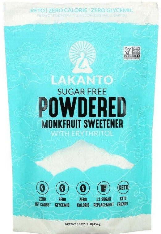 Lakanto, Powdered Monkfruit Sweetener with Erythritol, Sugar Free, 454 g - Mom it KeTo Go