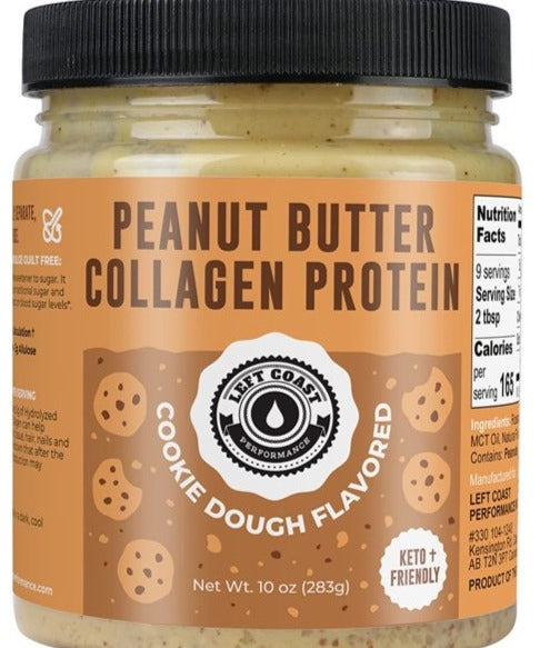 Left Coast, KETO Peanut Butter Protein Spread with Collagen, Low Carb, Gourmet, High Protein, Healthy Snack, 283g - Mom it KeTo Go