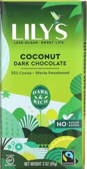 Lily's Sweets, Dark Chocolate, Coconut, 85 g - Mom it KeTo Go