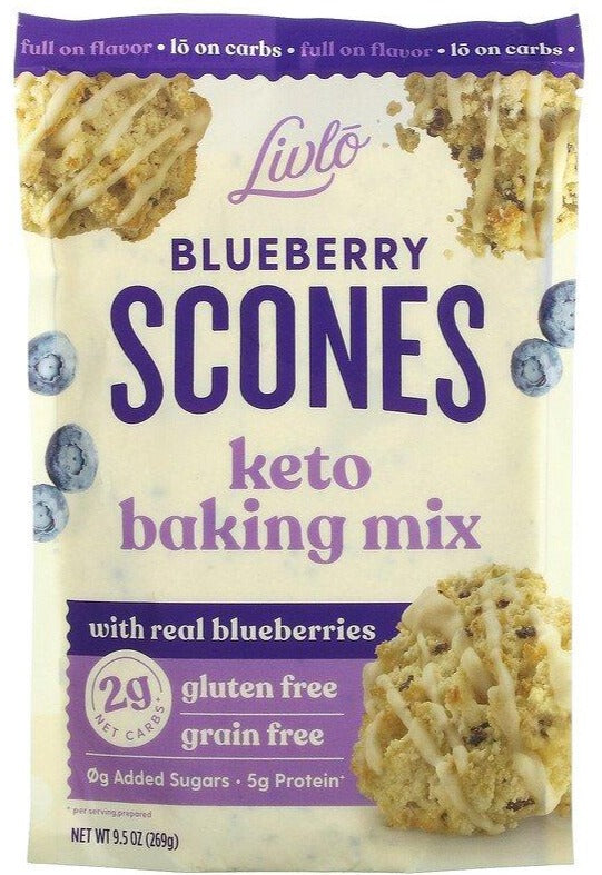 Livlo, Blueberry Scones, Keto Baking Mix with Real Blueberries, 269 g - Mom it KeTo Go
