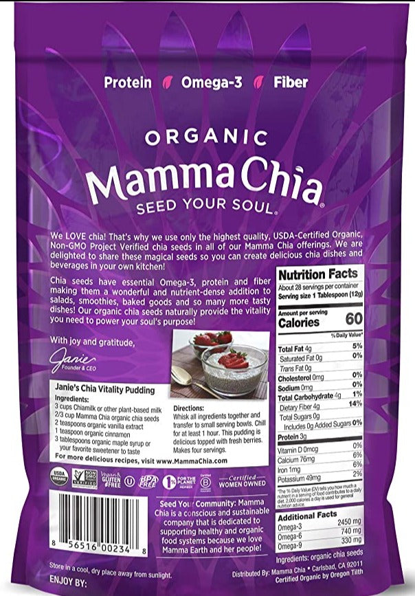 Mamma Chia, Organic White Chia Seed, 340 g - Mom it KeTo Go