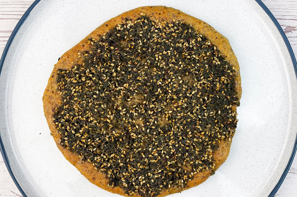 Manakeesh KETO Medium Zaatar with Gluten - مناقيش كيتو حجم وسط بالزعتر مع جلوتين - Mom it KeTo Go