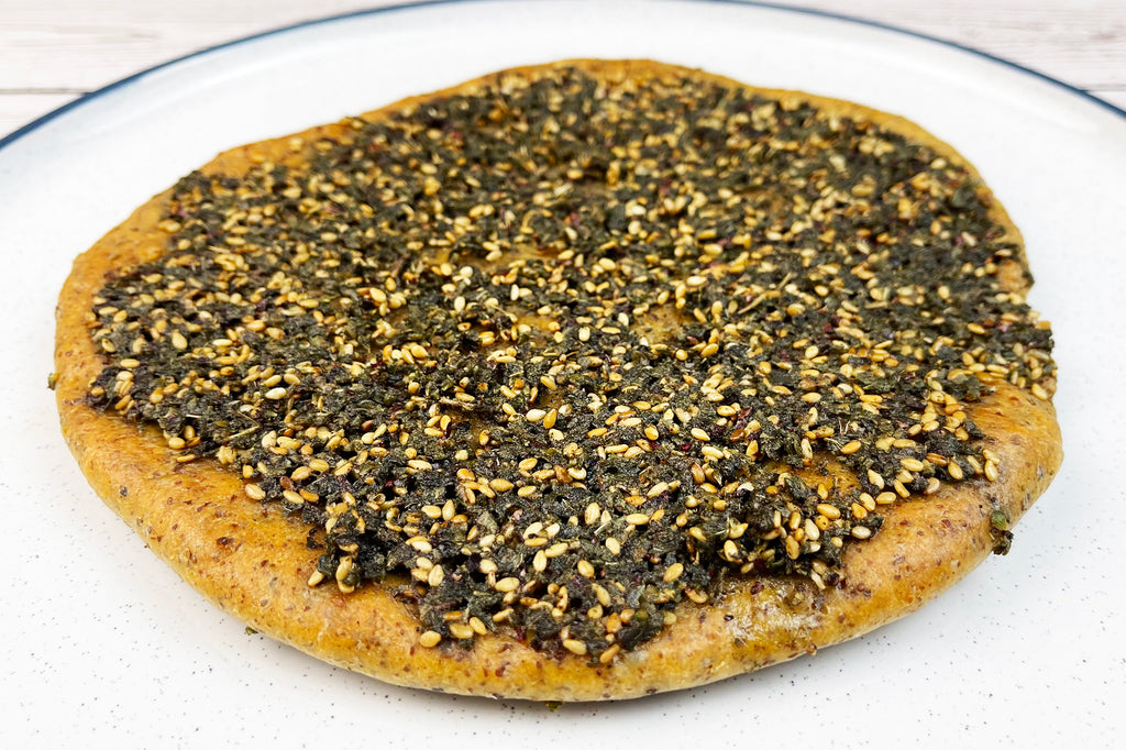 Manakeesh KETO Medium Zaatar with Gluten - مناقيش كيتو حجم وسط بالزعتر مع جلوتين - Mom it KeTo Go