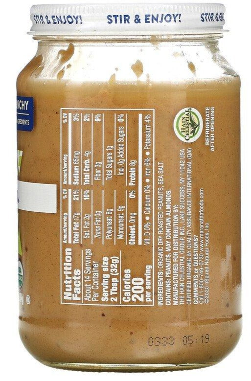 MaraNatha, Organic, Keto Peanut Butter, Crunchy, 454 g - Mom it KeTo Go