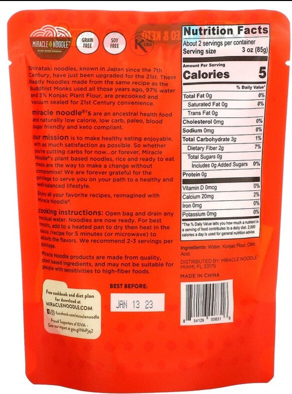 Miracle Noodle, Ready-to-Eat Noodle, Fettuccine Style, 200 g - Mom it KeTo Go