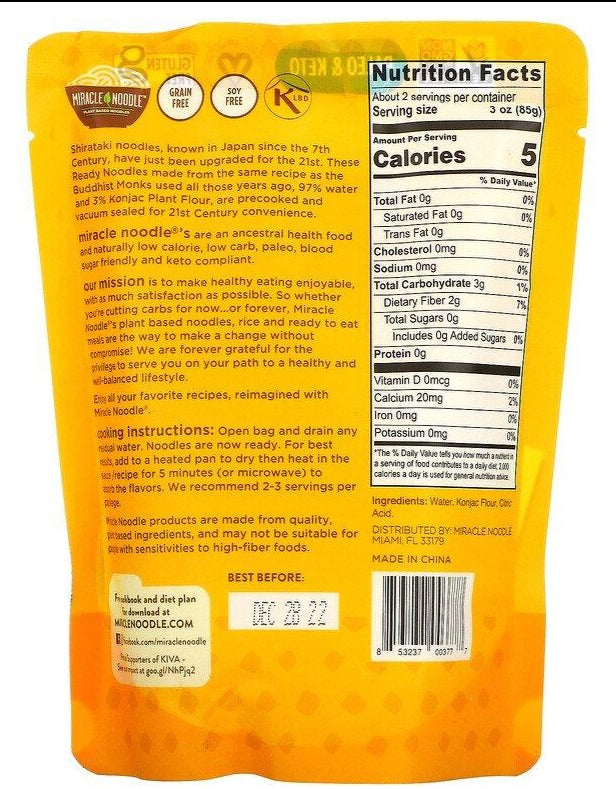 Miracle Noodle, Ready to Eat Noodle, Angel Hair Style, 200 g - Mom it KeTo Go