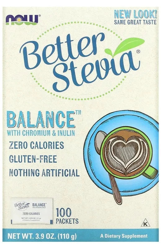 NOW Foods, Better Stevia, Balance with Chromium & Inulin, 100 Packets, 110 g - Mom it KeTo Go
