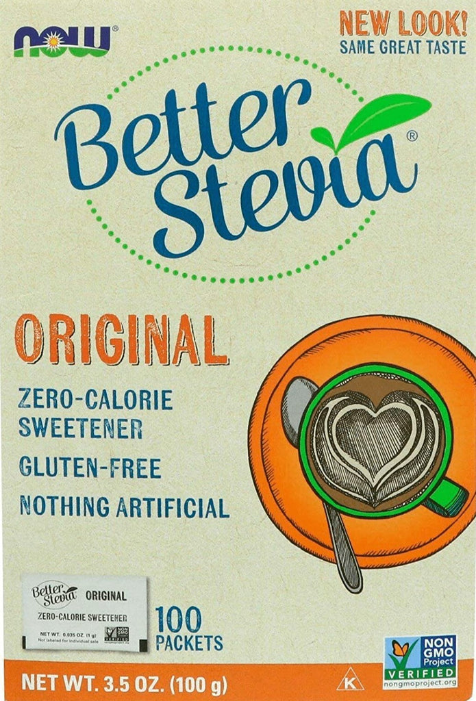 NOW Foods, Better Stevia, Zero-Calorie Sweetener, Original, 100 Packets, 100 g - Mom it KeTo Go
