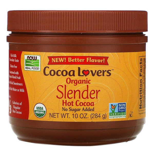 NOW Foods, Real Food, Cocoa Lovers, Organic Slender Hot Cocoa, 284 g - Mom it KeTo Go