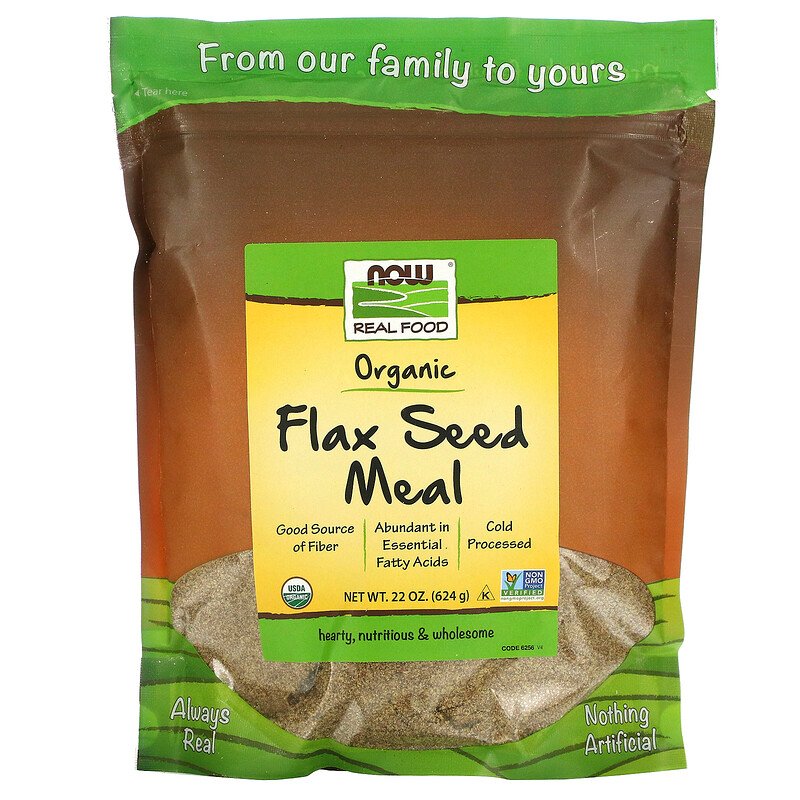 NOW Foods, Real Food, Organic Flax Seed Meal 624g - Mom it KeTo Go
