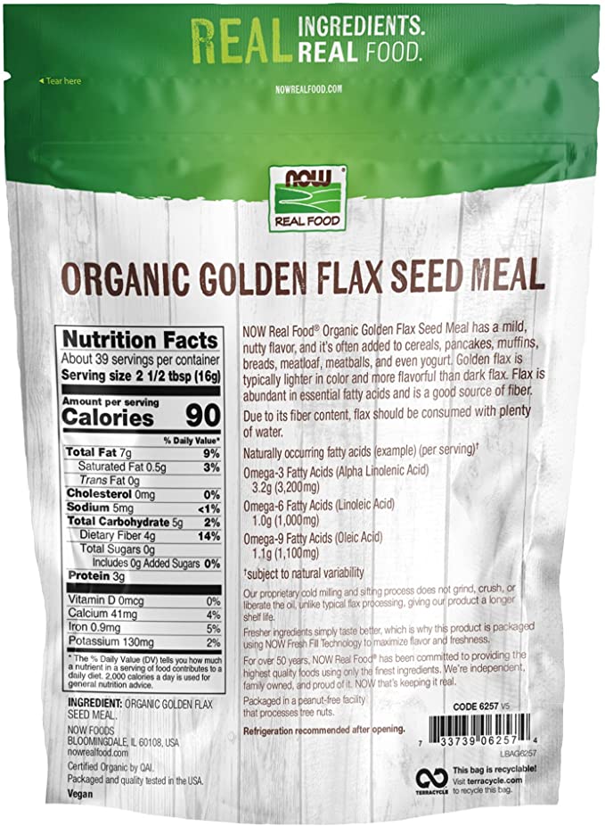 NOW Foods, Real Food, Organic Flax Seed Meal, 907 g - Mom it KeTo Go