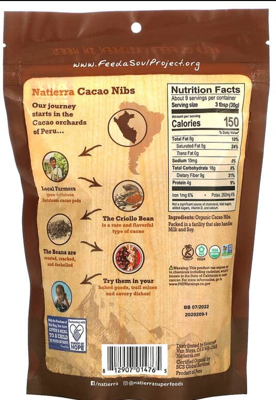 Natierra, Himalania, Organic Cacao Nibs, Plant Based, Keto, Gluten Free, No Additives, 283g - Mom it KeTo Go
