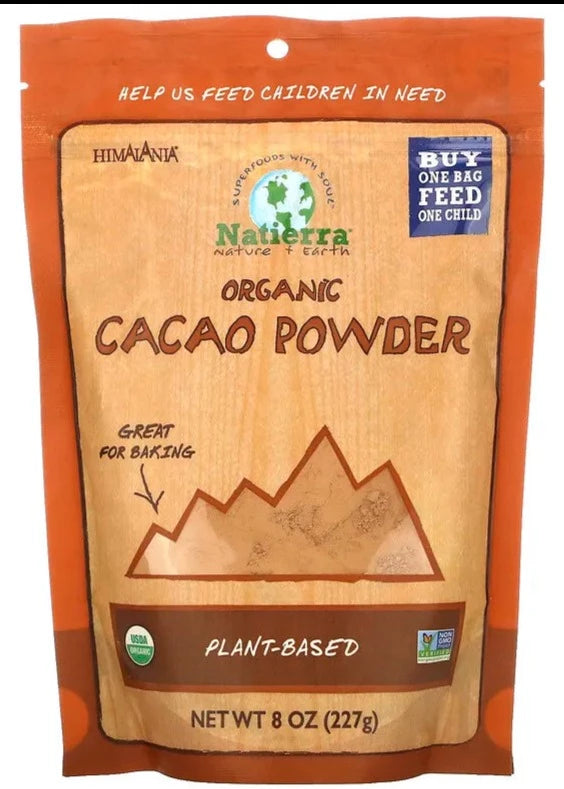 Natierra, Organic, Plant Based, Keto, Unsweetened, Cacao Powder, 227 g - Mom it KeTo Go