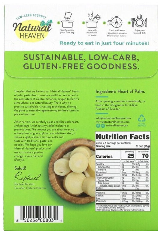 Natural Heaven, Hearts of Palm, KETO, Low Carb Spaghetti, 255 g - Mom it KeTo Go