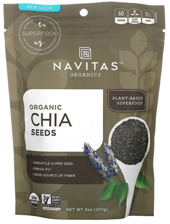 Navitas Organics, Organic Chia Seeds, 227g - Mom it KeTo Go