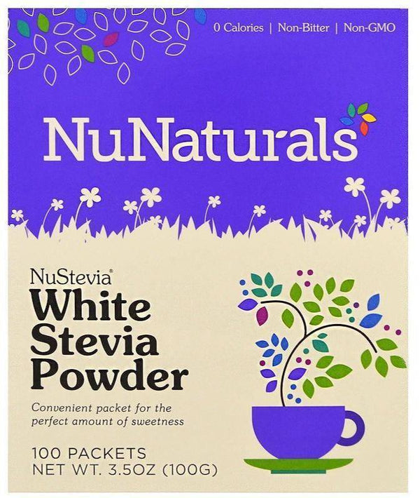 NuNaturals, NuStevia, White Stevia Powder, 100 Packets, 100g each - Mom it KeTo Go