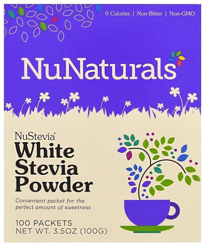 NuNaturals, NuStevia, White Stevia Powder, 100 Packets, 100g each - Mom it KeTo Go