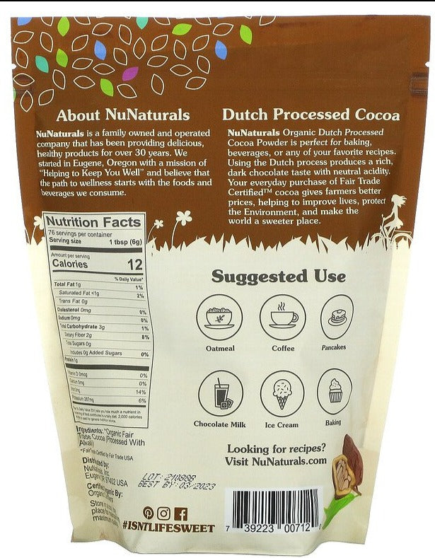 NuNaturals, Organic KETO Cocoa Powder, 454 g - Mom it KeTo Go