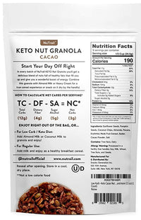 NuTrail, Keto, Gluten Free, Sugar Free, Nut Granola, Cacao, 312 g - Mom it KeTo Go