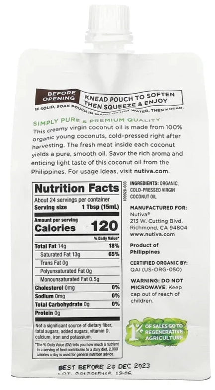 Nutiva, Organic Squeezable, Virgin Coconut Keto Oil, 355 ml - Mom it KeTo Go