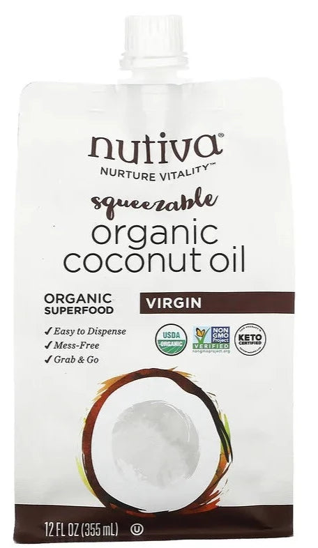 Nutiva, Organic Squeezable, Virgin Coconut Keto Oil, 355 ml - Mom it KeTo Go