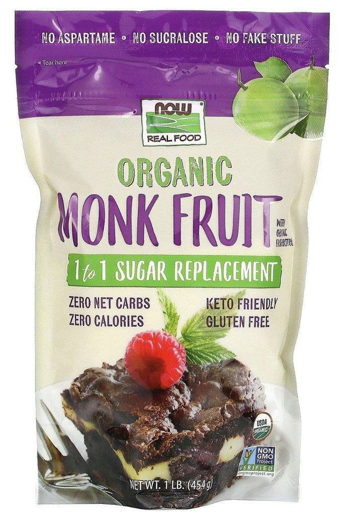 Now Foods, Real Food, Organic Monk Fruit, 1-to-1 Sugar Replacement , 454 g - Mom it KeTo Go