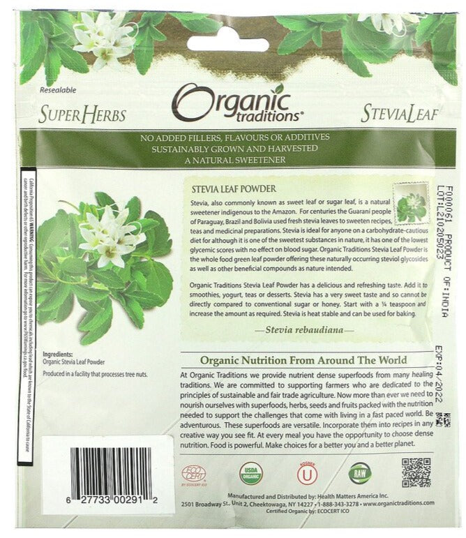 Organic Traditions, Stevia Leaf Powder, 100 g - Mom it KeTo Go