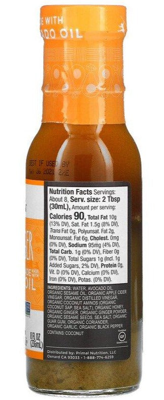 Primal Kitchen, Sesame Ginger Dressing & Marinade Made with Avocado Oil, 236 ml - Mom it KeTo Go