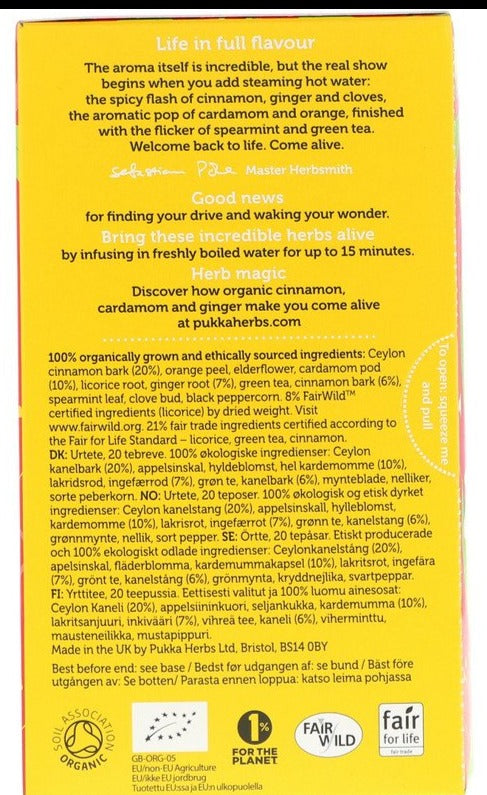 Pukka Herbs, Revitalise, Organic Cinnamon, Cardamom, & Ginger Tea, 20 Tea Sachets, 40 g - Mom it KeTo Go