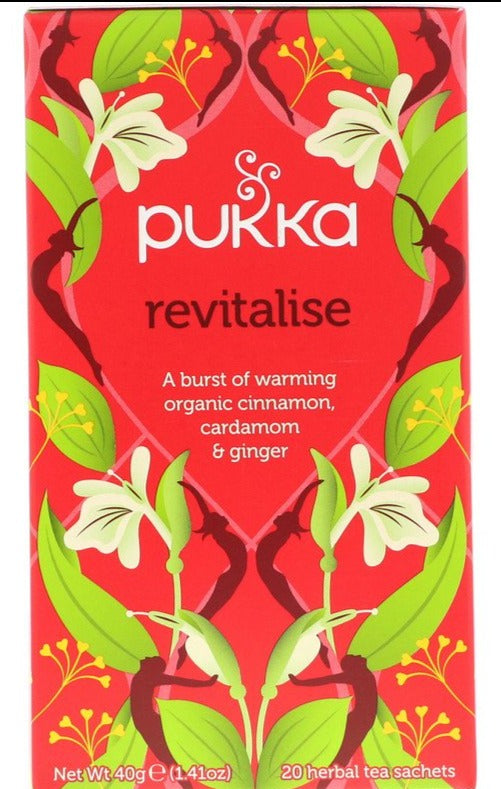 Pukka Herbs, Revitalise, Organic Cinnamon, Cardamom, & Ginger Tea, 20 Tea Sachets, 40 g - Mom it KeTo Go