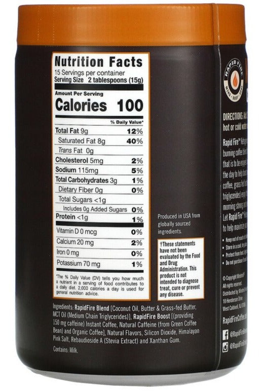 RAPIDFIRE, Keto Coffee, Caramel Macchiato, 225 - Mom it KeTo Go