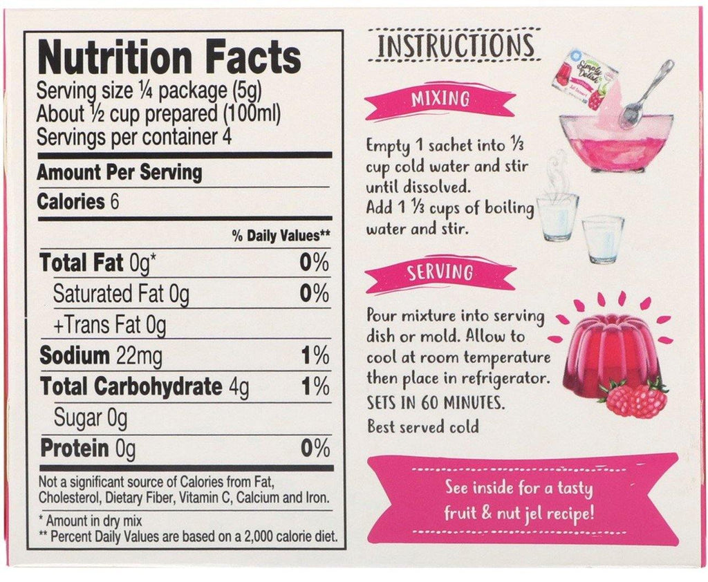 Natural Simply Delish, Natural Sugar Free Jel Dessert, Raspberry, 20 g - Mom it KeTo Go
