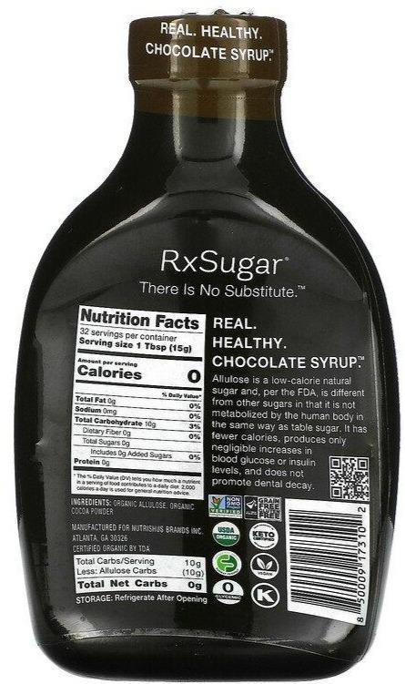 RxSugar, Organic Keto Certified Chocolate Syrup, 473 ml - Mom it KeTo Go