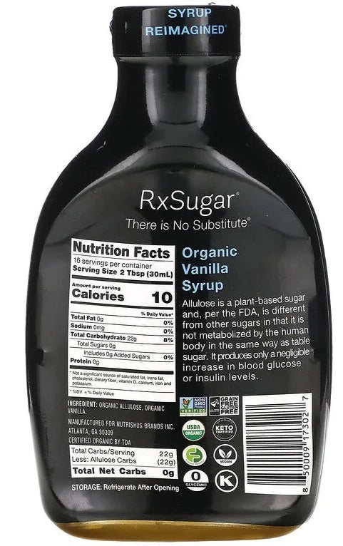 RxSugar, Organic Keto Certified Vanilla Syrup, 473 ml - Mom it KeTo Go