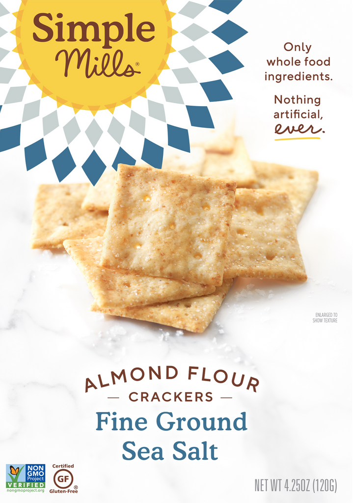 Simple Mills, Naturally Gluten-Free, Almond Flour Crackers, Fine Ground Sea Salt, 120 g - Mom it KeTo Go