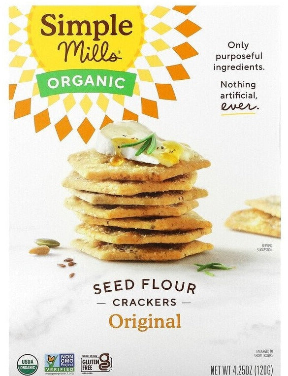 Simple Mills, Organic Seed Flour Crackers, Original, 120 g - Mom it KeTo Go