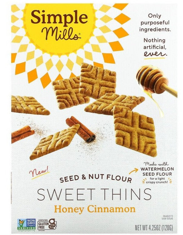 Simple Mills, Seed & Nut Flour Sweet Thins, Honey Cinnamon, 120 g - Mom it KeTo Go