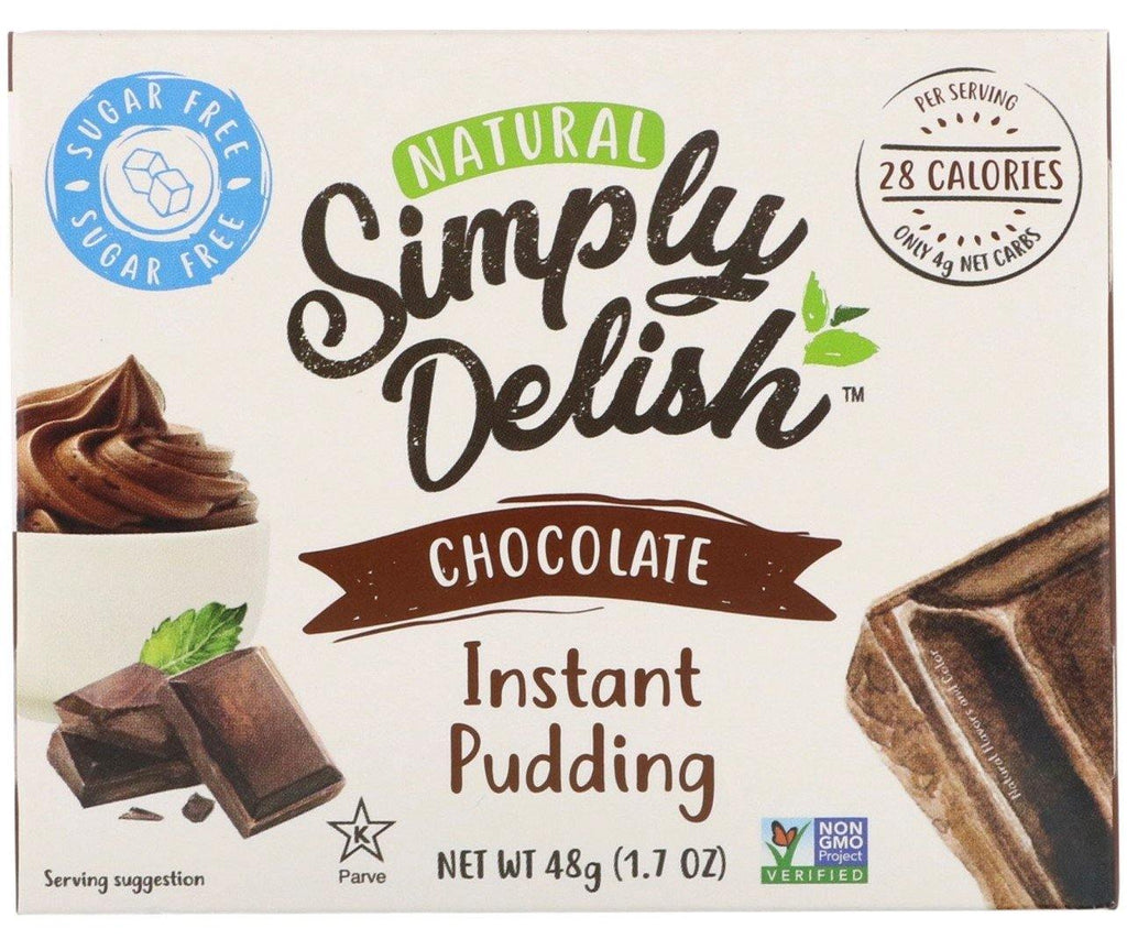 Natural Simply Delish, Natural Instant Pudding, Chocolate, 48 g - Mom it KeTo Go