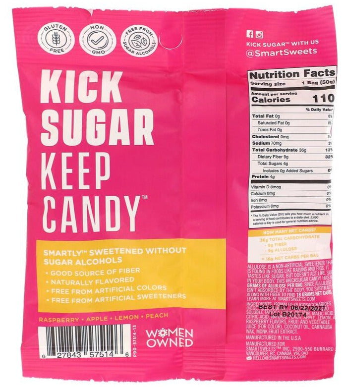 SmartSweets, Fruity Gummy Bears, Raspberry, Apple, Lemon, Peach, 50 g - Mom it KeTo Go