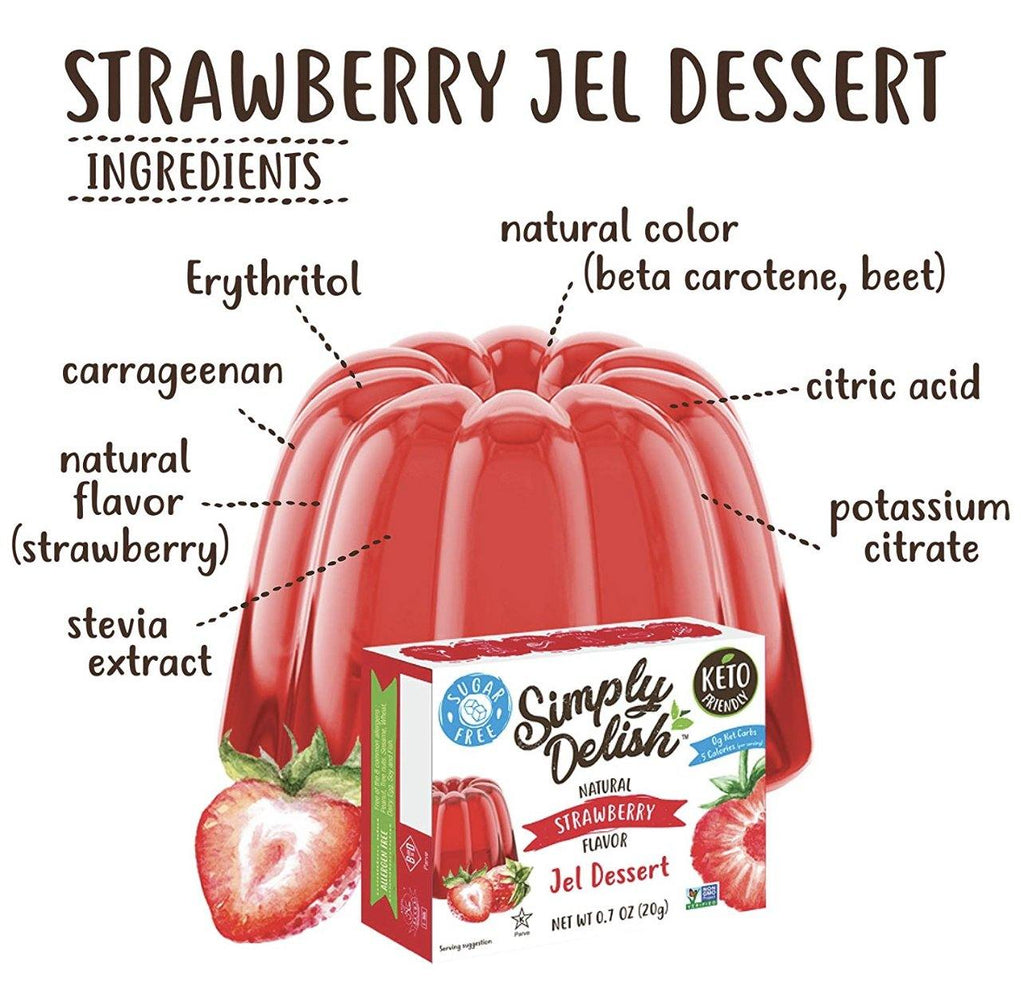 Natural Simply Delish, Sugar Free Strawberry Jel Dessert , 20 g - Mom it KeTo Go