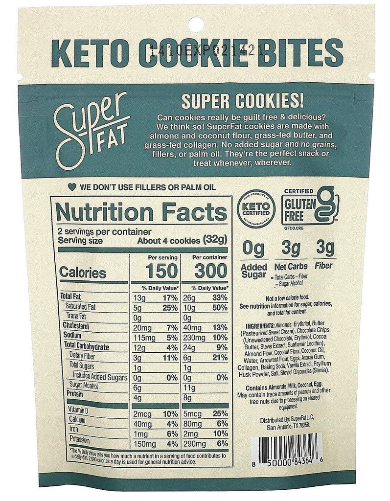 SuperFat, Keto Cookie Bites, Chocolate Chip, 64 g - Mom it KeTo Go