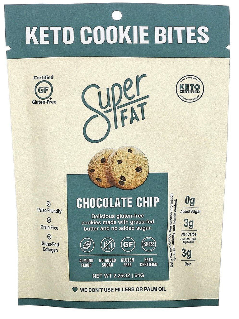 SuperFat, Keto Cookie Bites, Chocolate Chip, 64 g - Mom it KeTo Go