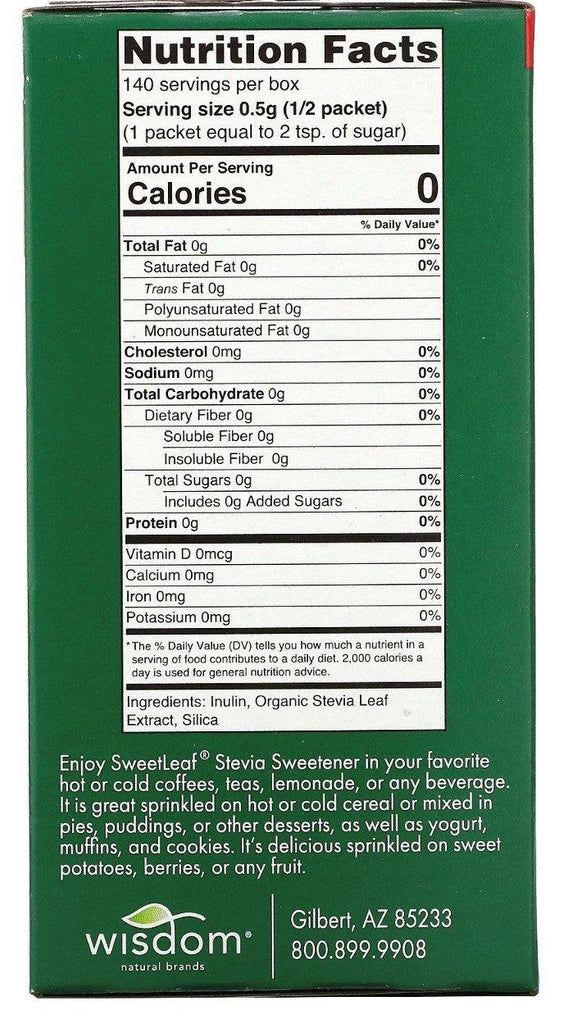 Wisdom Natural, SweetLeaf, Natural Stevia Sweetner, 70 Packets, 2.5 oz - Mom it KeTo Go